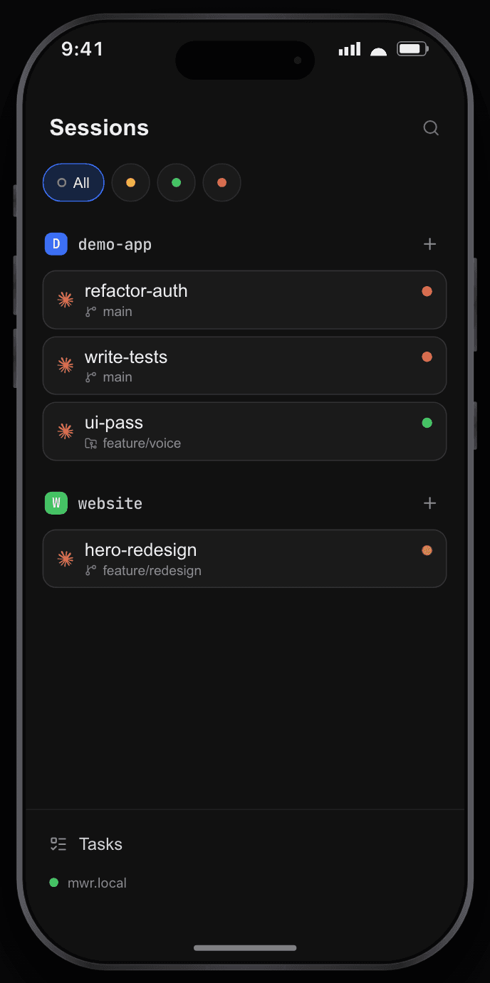 The same sessions on my phone.